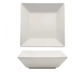 Boston White tiefer Teller 17x17 cm Quadratisches Steingut M1934 6er-Pack