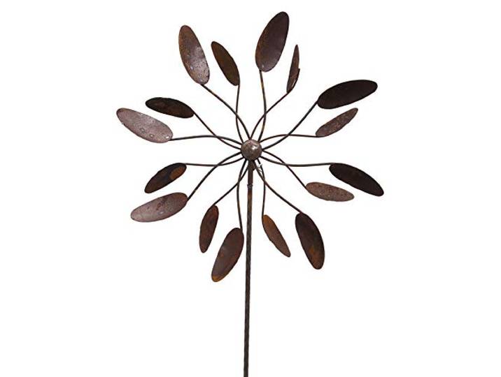 Metall Windrad 'Löffel' - massives Windspiel Windmühle für den Garten - wetterfest und standfest - mit besten Kugellagern - aus Vollmetall mit Edelrost-Patina – Höhe 176 cm