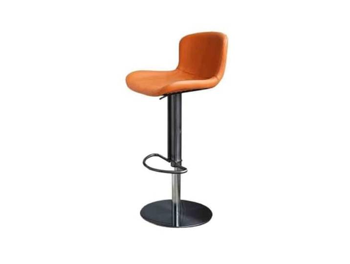 Barstühle Edelstahl-Rückenlehne mit Drehstange und hohem Hocker(Orange)