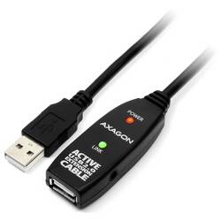 AXAGON USB-C® Kabel USB 2.0 USB-A Buchse, USB-A Stecker 10 m Schwarz Aktiv mit Signalverstärkung ADR-210
