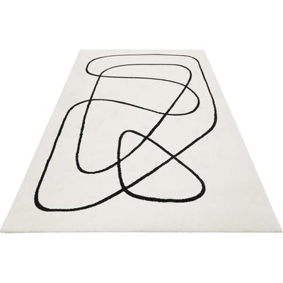 Teppich ESPRIT "Artist, ESP-40102", schwarz-weiß (weiß, schwarz), B:80cm H:13mm L:150cm, Polypropylen (PP), Teppiche, Teppich, Kurzflor, geometrisch modern, schwarz weiss, Wohnzimmer, Schlafzimmer