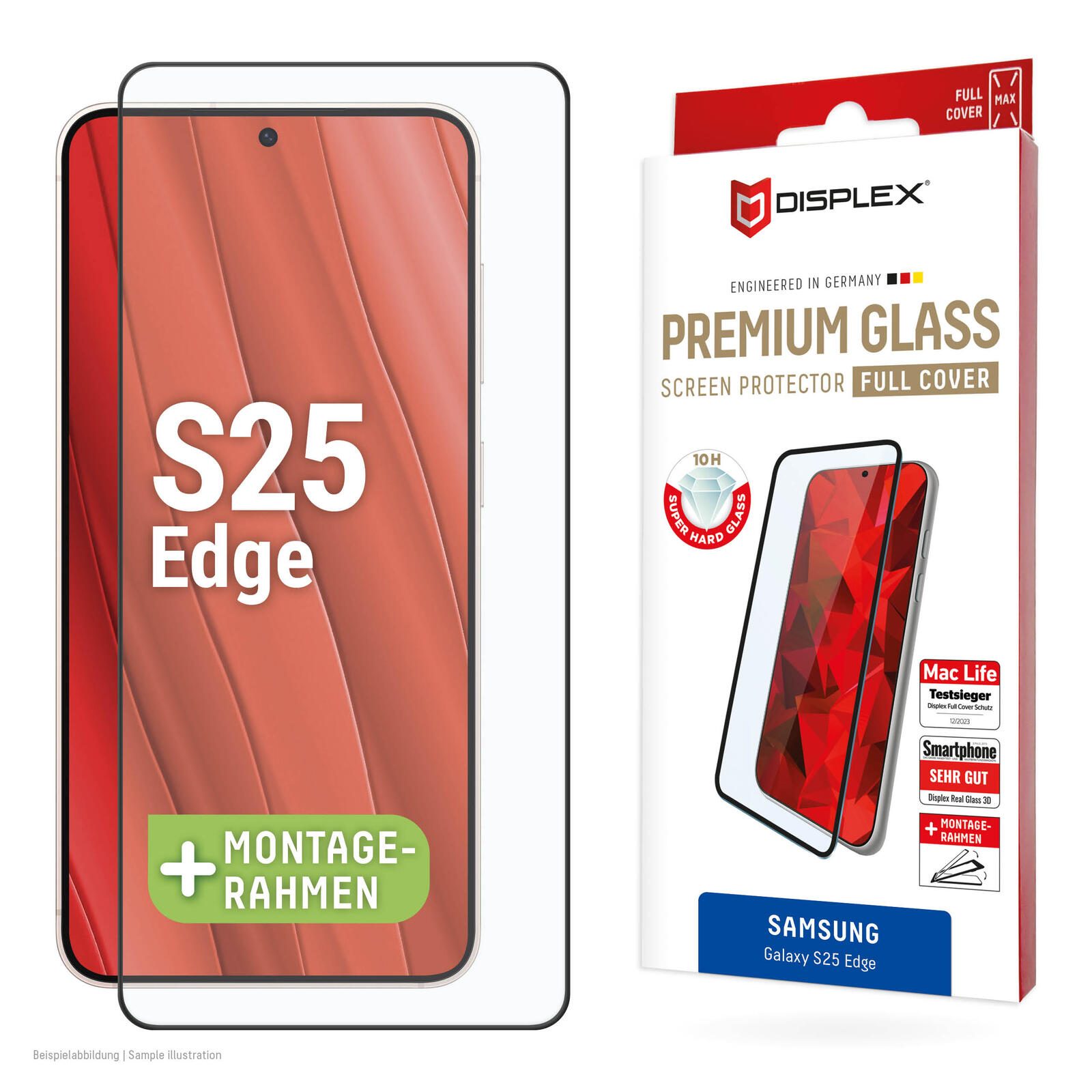 DISPLEX Premium Panzerglas (Full Cover, 10H) für Samsung Galaxy S25 Edge 02105