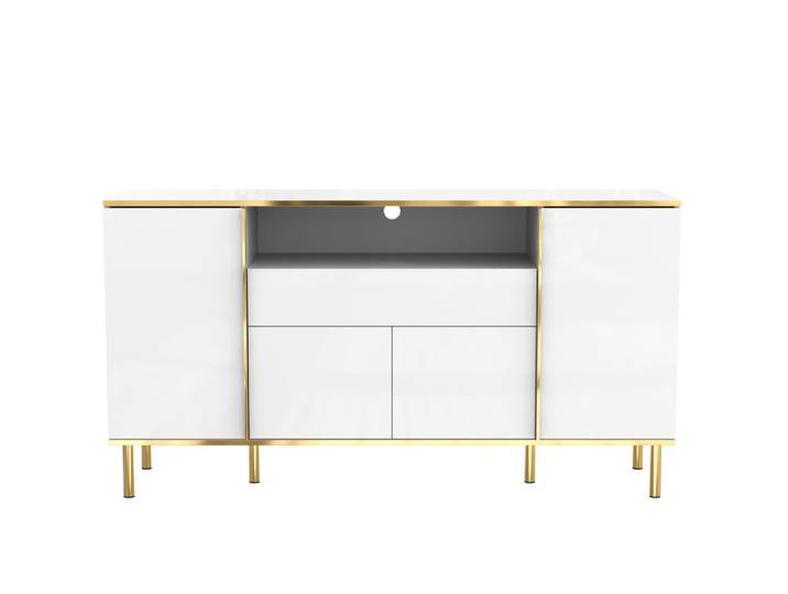 Buffet en mdf et panneaux de particules avec led blanc 150x40x80 cm