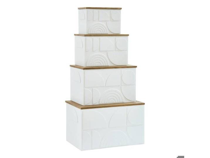 Lot de 4 malles Catalina blanc - Atmosphera Créateur d'intérieur