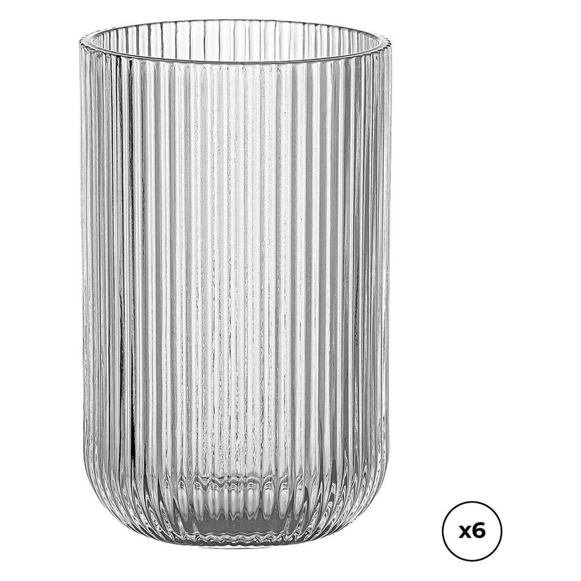 Ovenza Gläserset Kristall Mit Relief Gestreift 430 ml 6 Stück (0.43 l, 6x) (64642223)