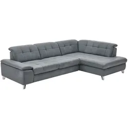 ComfortPlan Ecksofa Oxford Leder Grau Steel 309 x 211 cm