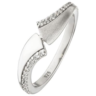 Silberring JOBO Gr. 52, silber (silber 925), Fingerringe, Damen, 52, Silber 925 (Sterlingsilber), Silberring, 925 Silber mit 24 Zirkonia