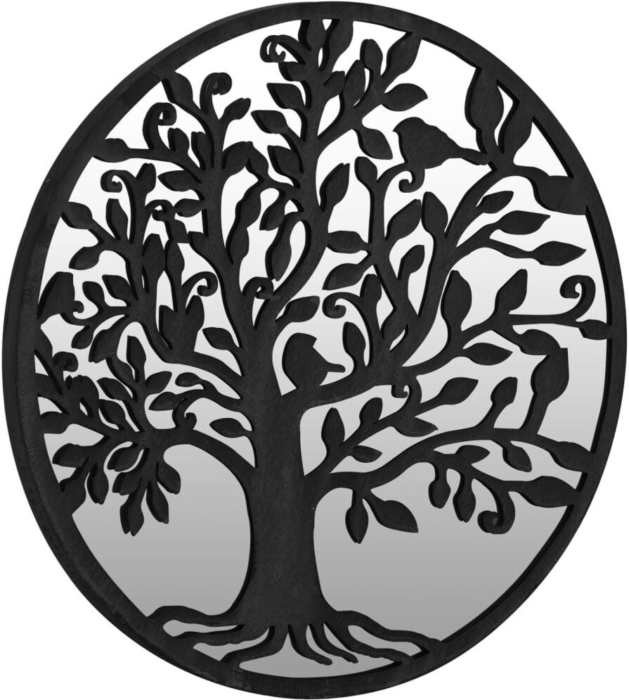 Fleur De Lis Living Platte Flat Mirror Black 40cm H x 40cm W