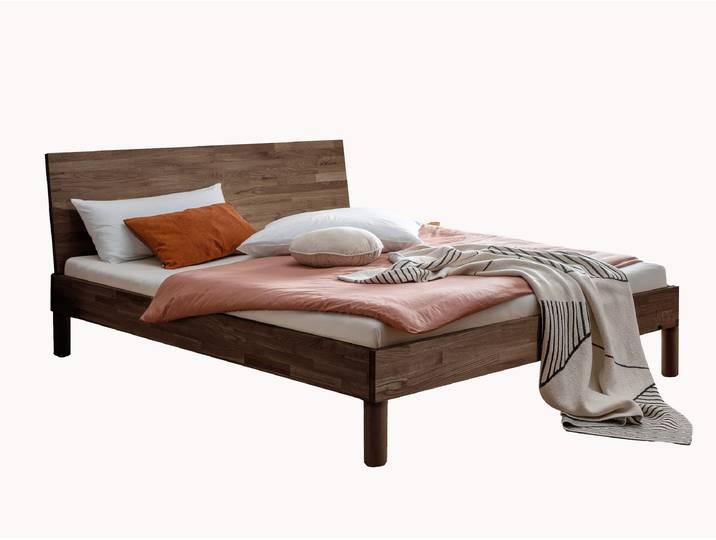 Massivholzbett Lunara - Buche mokka - 90x200 cm - Winkel - abgerundet