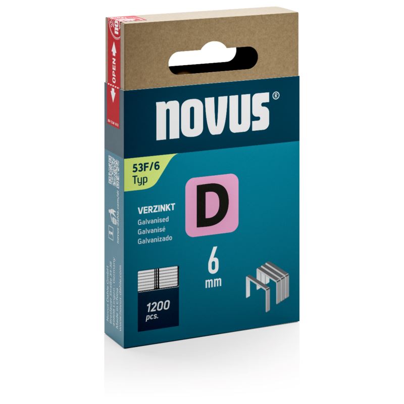 novus Tackerklammern 53F Flachdraht 6 mm, 1.200 St.