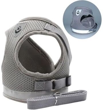 Inspired Living Reflective Escape Proof Cat Harness And Leash Set Adjustable Soft Mesh Cat Harness For Safe Outdoor Adventures gray m