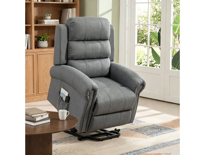 HOMCOM Fauteuil Releveur Massage Chauffant Électrique Gris