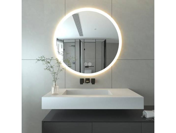 AquaWise Miroir Salle de Bain 70 cm avec LED 3 Couleur Réglable Antibuée Mémoire Verre Trempé HD 5mm Cadre Aluminium IP44 Mural