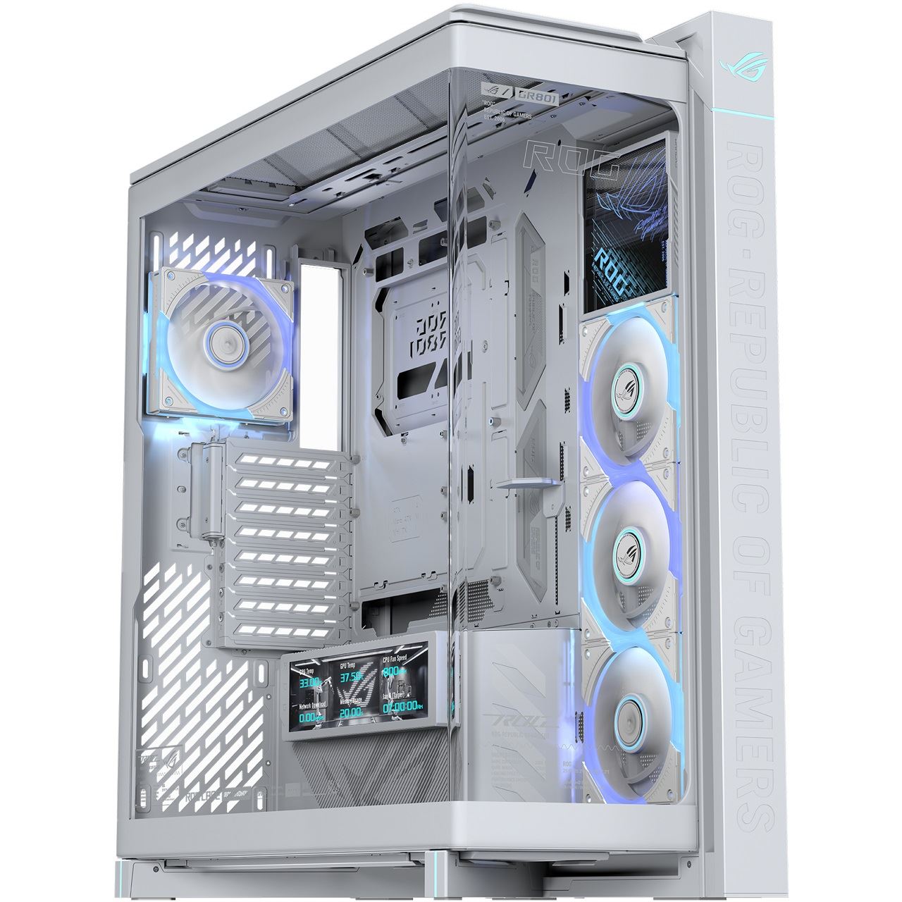 Asus ROG Cronox GR801 CURVE TG ARGB White Edition (weiß, Panorama-Glas Design)