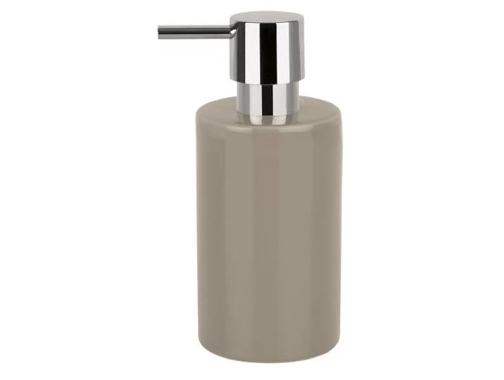 Spirella zeepdispenser Tube met roestvrij stalen pomp vloeibare zeepdispenser porselein 300ml Duurzaam en robuust taupe/grijsbruin