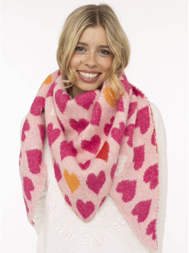 Zwillingsherz Dreieckstuch "Hearts" in Rosa - (L)180 x (B)70 cm - onesize