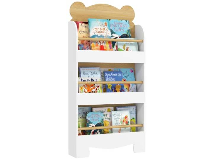 AIYAPLAY Bibliothèque pour Enfant\, Rangement Livre Enfant 3 Niveaux Naturel Meuble de Rangement en Forme d'Ours\, Étagère Chambre\, pour Salle de Jeux
