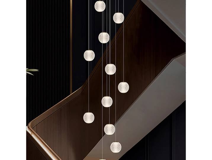 Lampe suspendue moderne pour escalier, lampe suspendue à LED, éclairage décoratif intérieur, éclairage intelligent moderne.