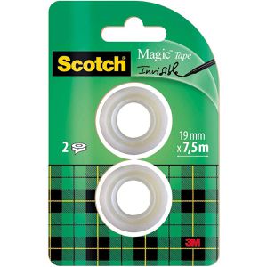 Scotch Klebeband Magic Tape 810, 19mm x 7,5m, unsichtbar, beschriftbar, Kern-Ø 26mm, 2 Stück