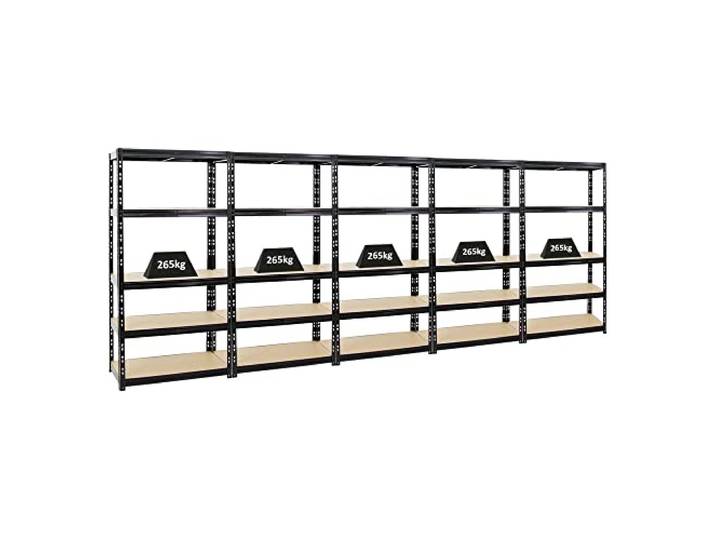 PROREGAL Mega Deal 5X Schwerlastregal Tiger Schwarz 180x90x45cm mit Fachlast 265kg Garagenregal Kellerregal Werkstattregal Lagerregal Steckregal…