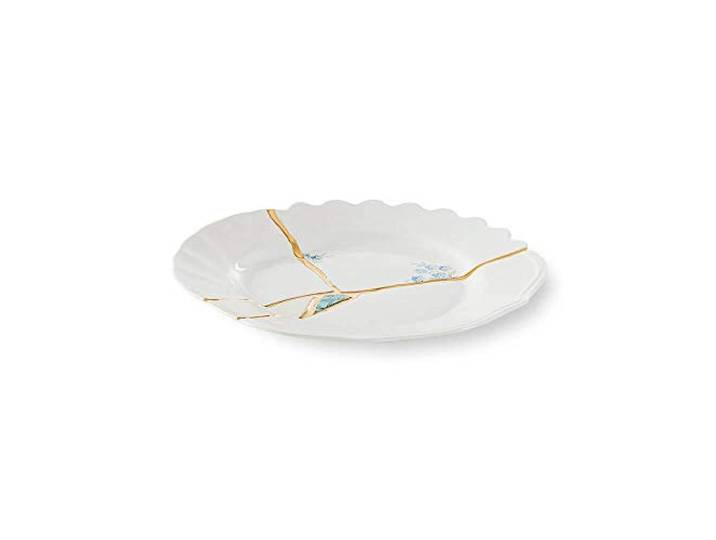 Seletti Kintsugi Assiette à fruits en porcelaine et or 24 carats mod. 3 PIATTO FRUTTA KINTSUGI IN PORCELLANA N. 3 ART. 09603 – SELETTI WHITEIspirato all’antica arte giapponese del Kintsugi\, quest