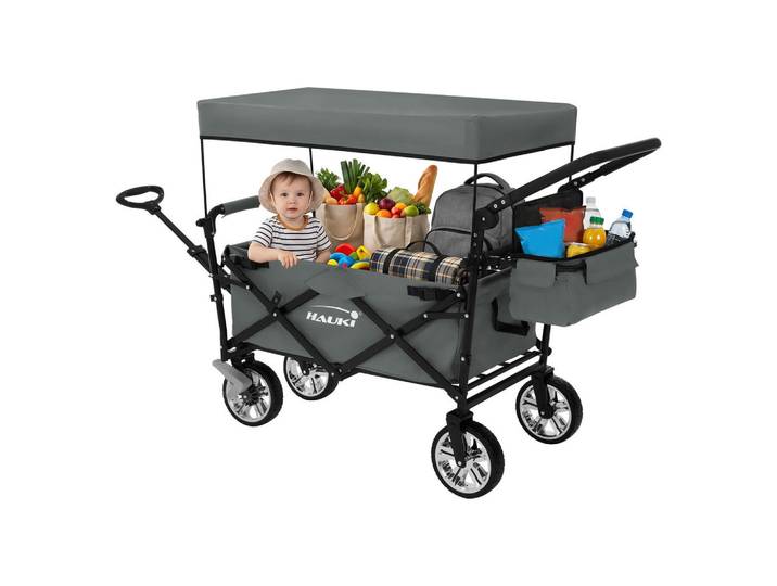 Hauki Bollerwagen, Grau, Schwarz, Metall, Rechteckig, 56x99x196 cm, Gartenzubehör, Gartenpflege