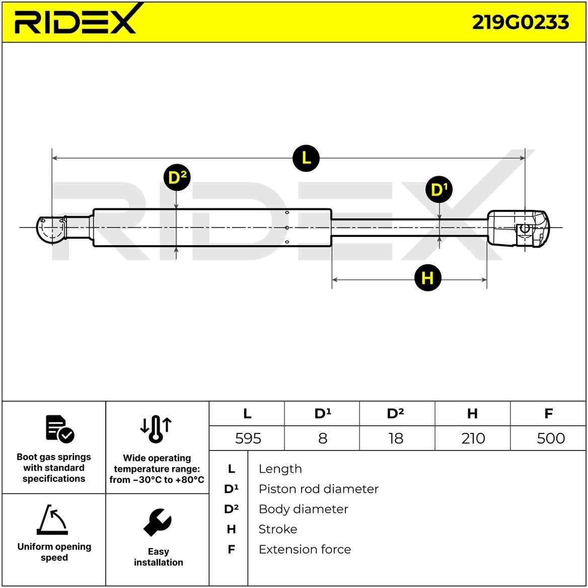 RIDEX 219G0233 Tailgate strut