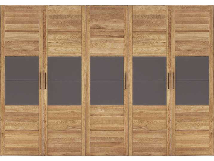 Drehtürenschrank, Beige, 307x218x65 cm, Massivholz Eiche, 5-türig, Klassisch, Home-affaire