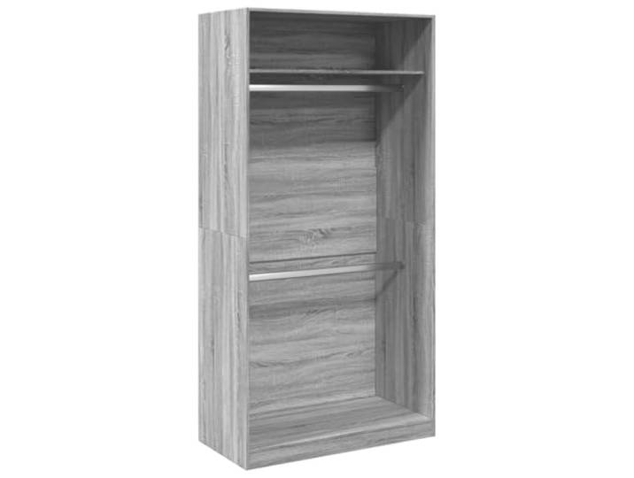 HNSMFPRE Kleiderschrank, Sonoma, Grau, 100 x 50 x 200 cm, Holz 2 Fächer, Aufbewahrung von Kleidung und Zubehör, minimalistisches Design, Wandbefestigung im Lieferumfang enthalten