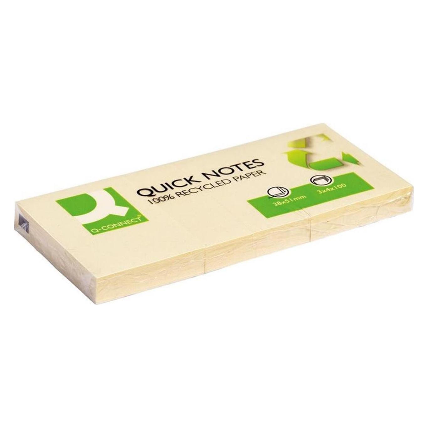 Q-Connect Haftnotizen Quick Notes Recycling gelb (51 x 38 mm) (KF22367)