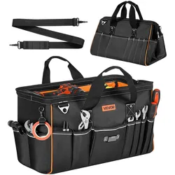 VEVOR Werkzeugtasche 51x25x28cm, Aufbewahrungstasche mit 14 Innen- & 19 Außenfächern, Wasserfester Werkzeug-Organizer aus Polyester mit Schultergurt & Reißverschluss, Werkzeugbeutel für Handwerker