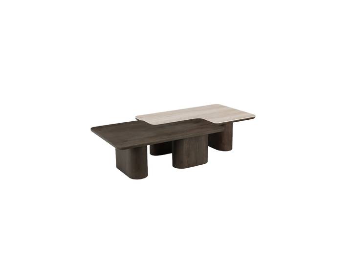 Design Couchtisch Set „Nando“ mit Keramik-Tischplatte Braun Richmond Interiors