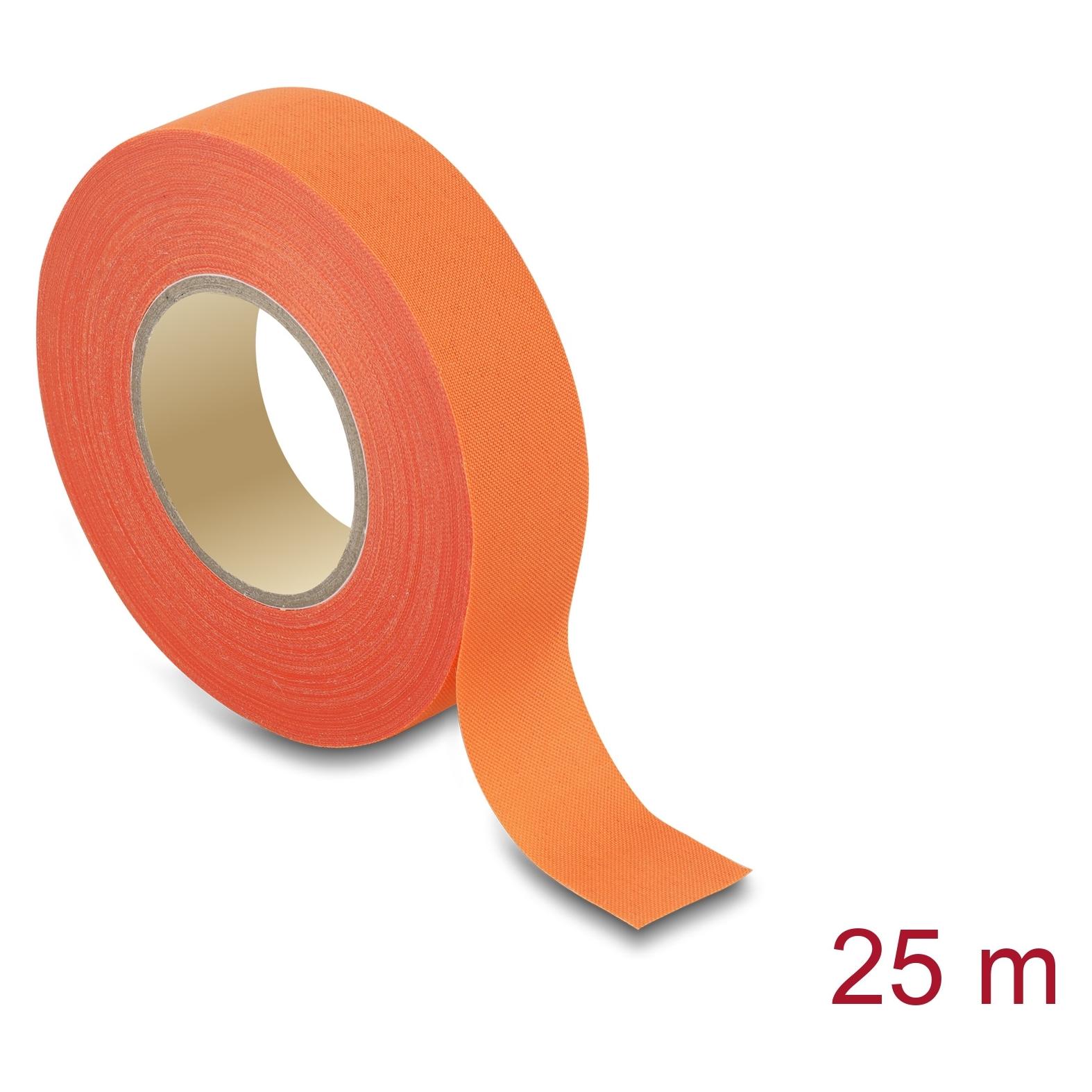 Delock Gewebeklebeband 25 m x 19 mm reissbar selbstklebend orange (19 mm) (22005)