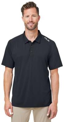 HUK H12L005 Men's LoPro Solid Performance Polo Shirt in Black size Large   Polyester