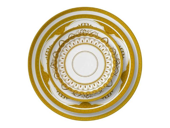 Quality Elegance Teller-Set Luxuriöses Nordic Gold Bone China Geschirrset (4-tlg)