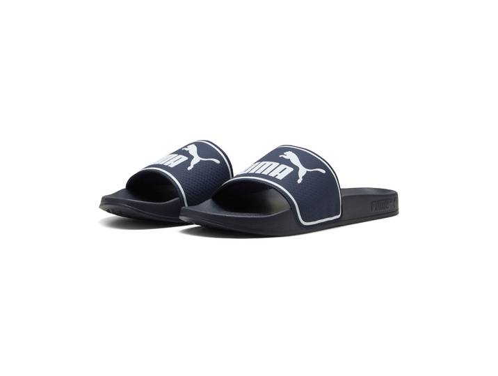 Badesandale PUMA LEADCAT 20 BX Gr. 47, blau (peacoat, puma weiß), Schuhe, 47, Synthetik, unifarben, Badesandale, gepolsterter Lederriemen, geformtes Fußbett