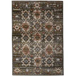 TEPPICH Kurzflor PERRAN in Grün, im Vintage-Stil, 120 x 160 cm
