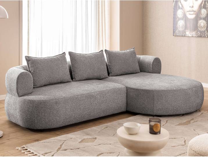 Ecksofa HOME AFFAIRE LUSSAC L-Form Design-Sofa mit Zierkissen, Masse B/T/H: 257/159/78 cm , grau, B:257cm H:78cm T:159cm, 100% Polyester, Sofas, Ecksofa, hoher Sitzkomfort und modernes Design, Sofa ohne Bettfunktion