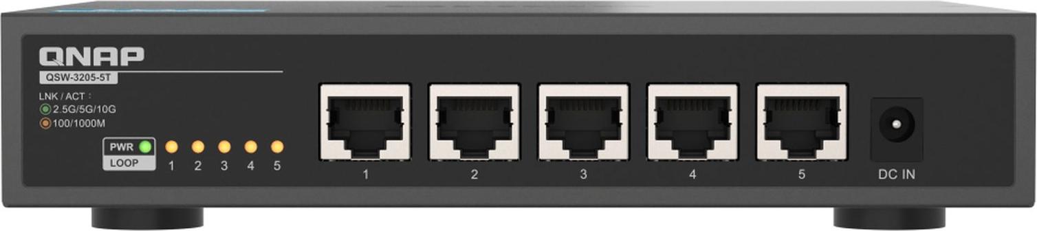 QNAP QSW-3205-5T, Unmanaged, 10G Ethernet (100/1000/10000), Desktop