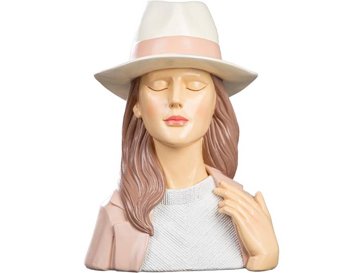 Skulptur GILDE Figur Frau Lady Adeline weiss , beige (weiß), B:20,5cm H:28cm T:17,5cm, Kunstharz, Dekofiguren, Skulptur, elegante Dame Abendkleid Modefigur Dekoskulptur Wohnaccessoire