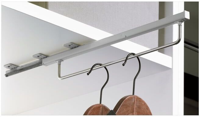 Porte-cintres Hettich avec coulisse sur base Quadro, 400 mm, argenté (9136277)