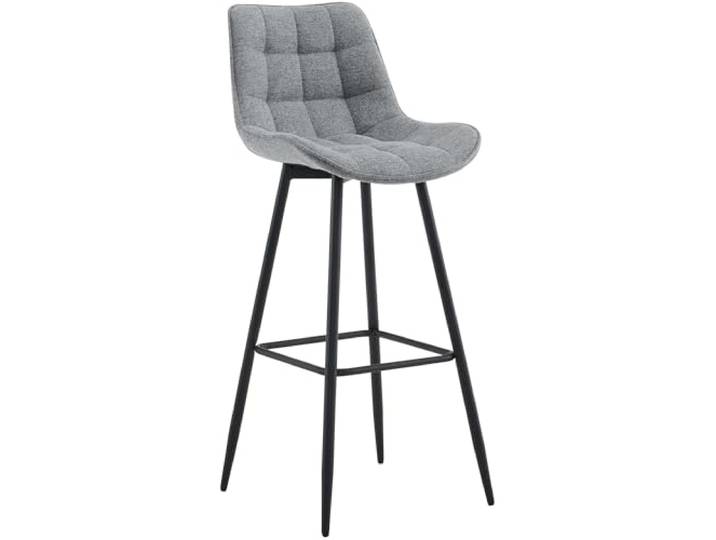 CLP Barhocker Dartford I Gepolsterter Barstuhl I Tresenhocker mit Metall-Gestell und Rückenlehne, Farbe: grau, Material: Stoff