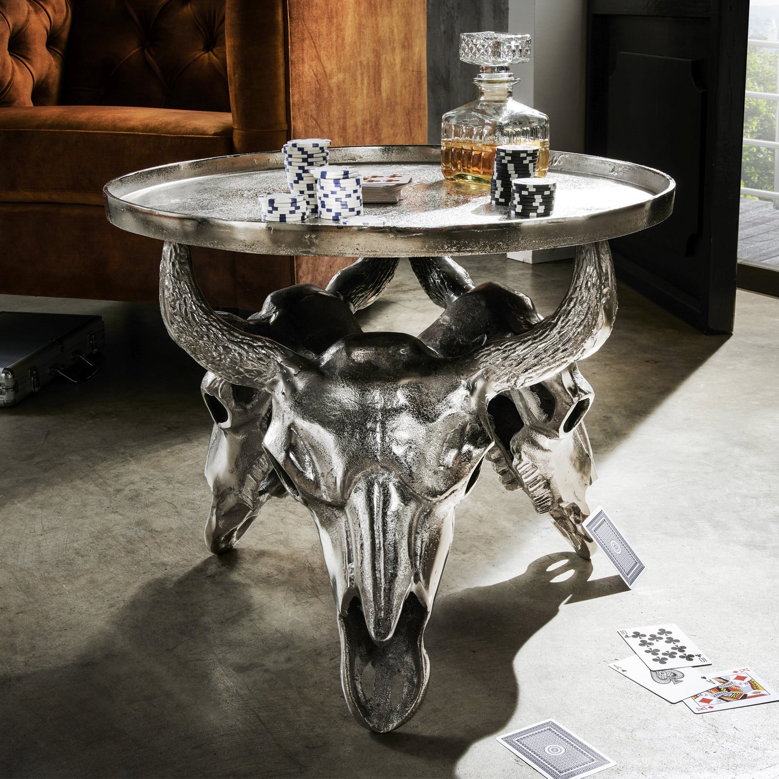 home24 Bijzettafel Ghejan rond zilver