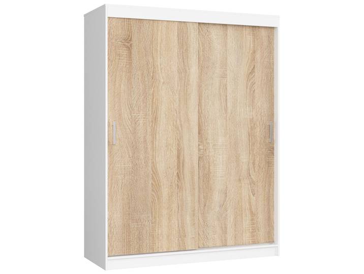 Kleiderschrank Schwebetürenschrank – MONO – Weiß / Sonoma Eiche