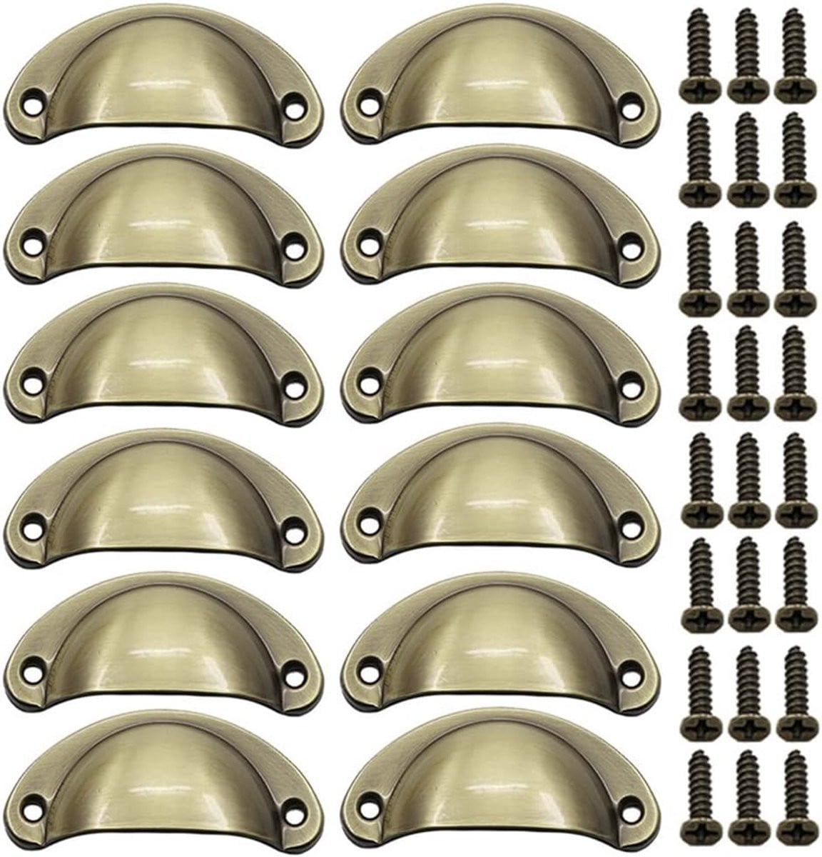 Vintage Halve Maan Trekgrepen - 12 Stuks Antiek Bronzen Handgrepen voor Meubels