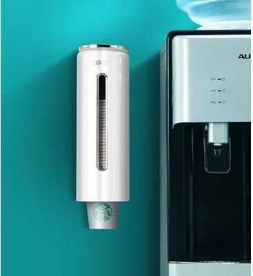 Inspired Living Wall Mounted Cup Dispenser With Automatic Drop System For Disposable Cups white