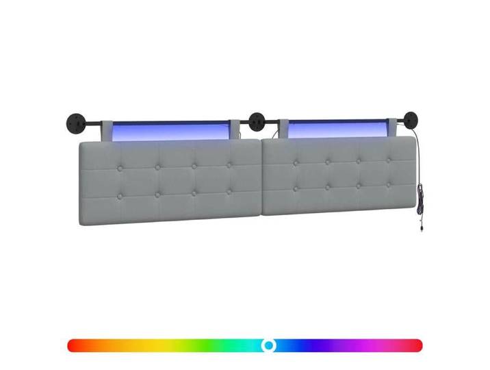 Accessoire de lit - Gris clair - Tête de lit suspendue Avec lumière LED Gris clair Tissu_19448