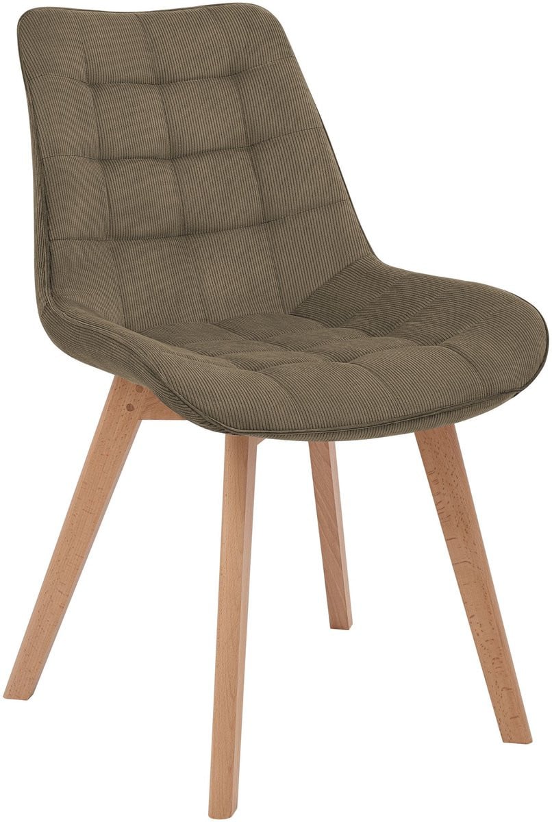 CLP Brook Eetkamerstoel met houten onderstel in Cord Taupe