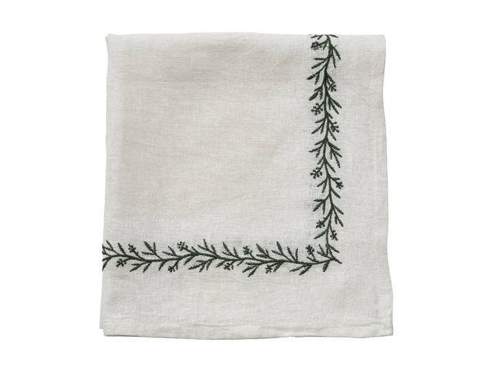 Lene Bjerre Serviette en tissu Abella Blanc-vert, 45x45 cm