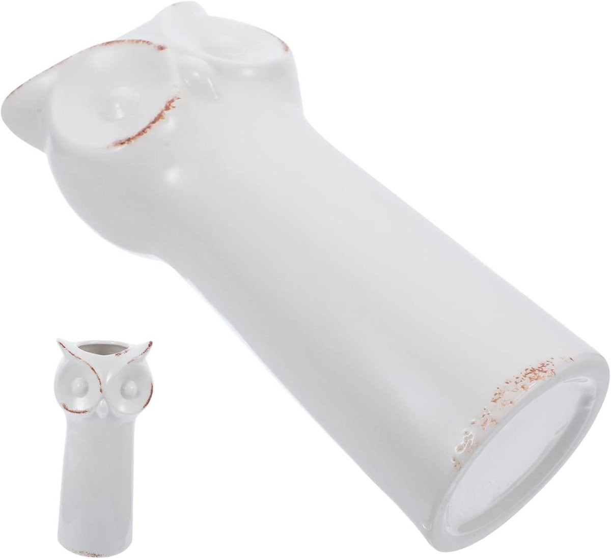 Keramische Uil Vaas - Decoratieve Pot voor Bloemen Schikken - B/D/H: 245 x 10 x 9 cm